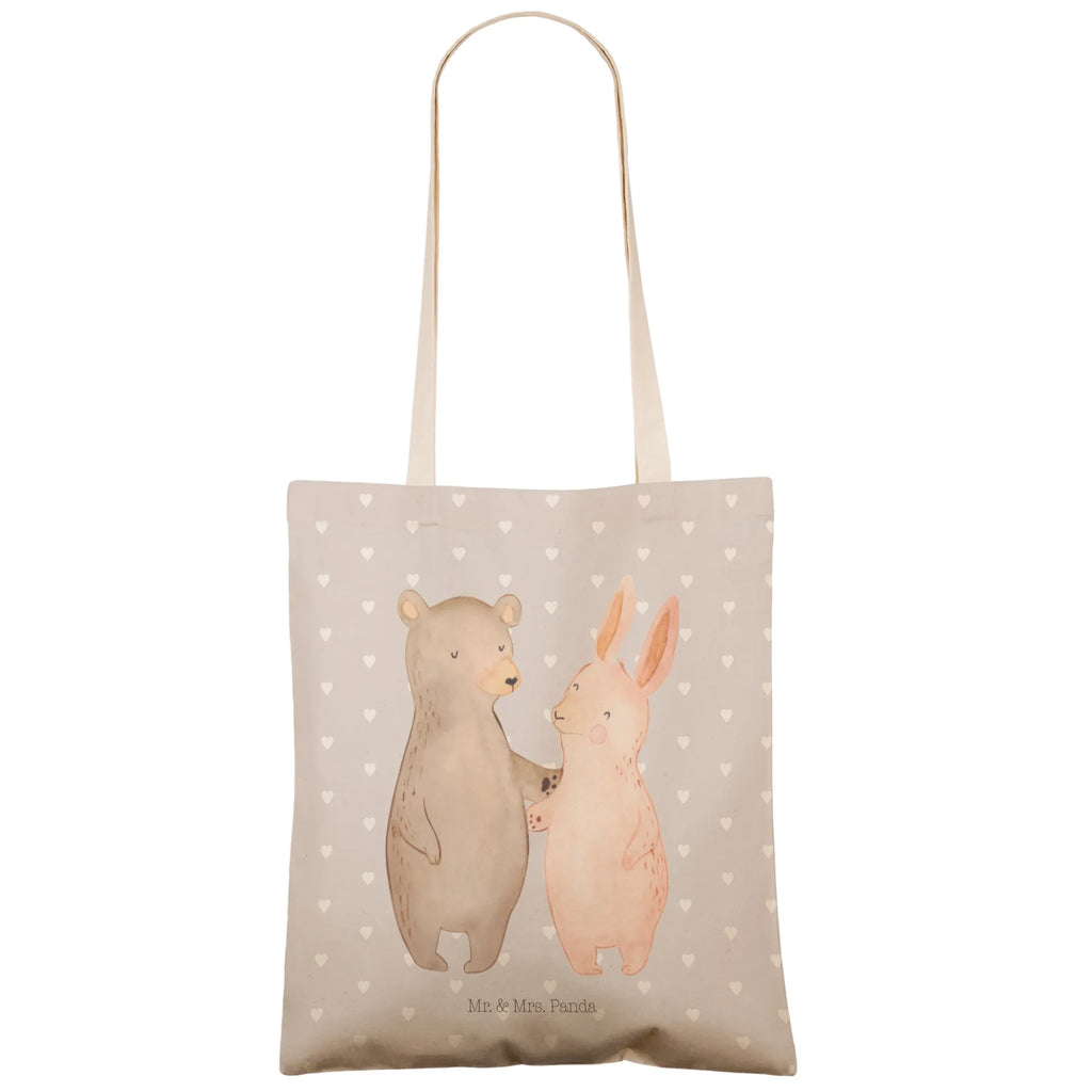 Shopping bag bear and rabbit Embrace cotton bag, shopper, bag, shoulder bag, pouch, Carrier bag, cloth bag, Love, Loving, Two, Together, Marriage, Engagement, Proposal of marriage, Love gift, gift for her, gift for him, anniversary gift, bear, best friends, best friend, friends, rabbit