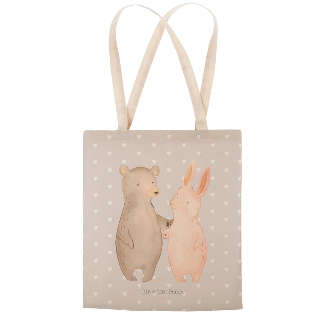 Shopping bag bear and rabbit Embrace cotton bag, shopper, bag, shoulder bag, pouch, Carrier bag, cloth bag, Love, Loving, Two, Together, Marriage, Engagement, Proposal of marriage, Love gift, gift for her, gift for him, anniversary gift, bear, best friends, best friend, friends, rabbit