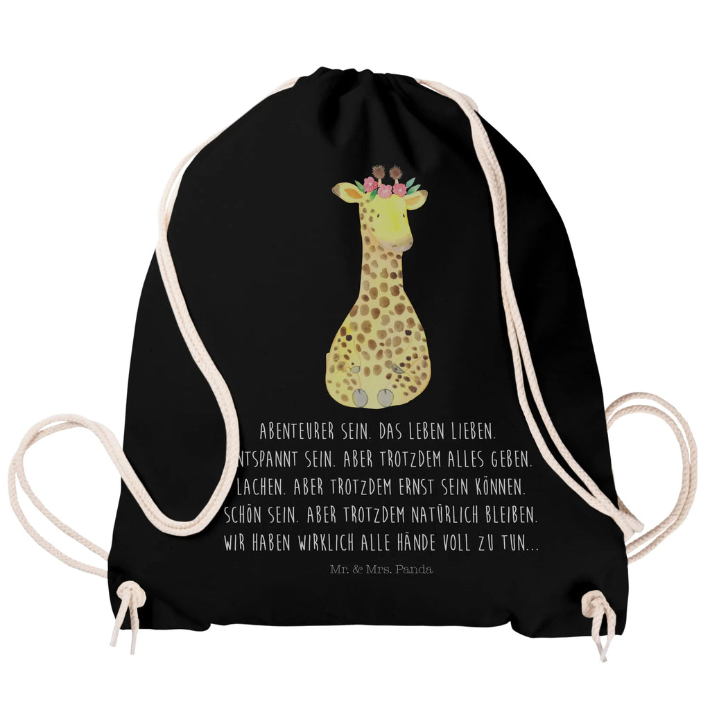 Drawstring bag giraffe flower wreath carrier bag, jute bag, sports bag, bag, hipster, gym bag, Africa, self-love, adventurer, friend, wreath of flowers, giraffe