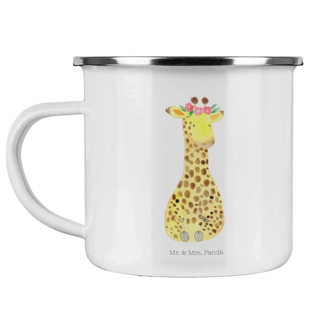 Enamel camping mug giraffe flower wreath camper mug, tin coffee cup, steel mug for camping, backpacking mug, enamel mug, camping mug, enamel camping cup, enamel drinking mug, bushcraft mug, travel mug, hiking mug, adventure mug, stainless steel drinking cup, camp coffee mug, metal cup, lightweight camping mug, metal camping mug, campfire mug, camping metal cup, outdoor cup, Africa, adventurer, friend, self-love, wreath of flowers, giraffe