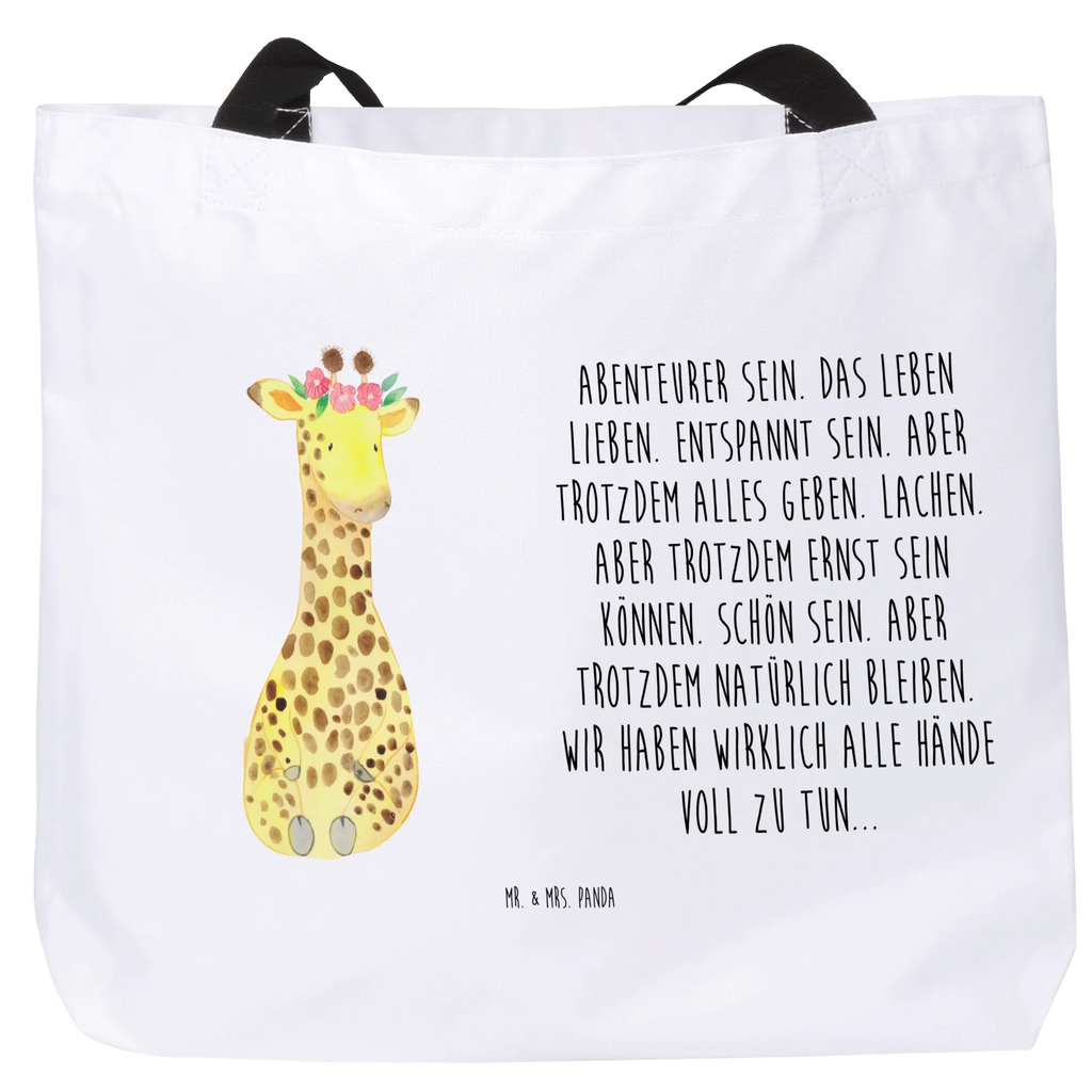 Shopper giraffe flower wreath Einkaufstasche, Tüte, Stofftasche, Freizeittasche, Schulbeutel, XL, Strandtasche, Beutel, Tragebeutel, Einkaufsbeutel, Alltagstasche, Ausflug, Shopper, XXL Tasche, Schultertasche, Schultasche, Afrika, Wildtiere, Abenteurer, Blumenkranz, Freundin, Giraffe, Selbstliebe