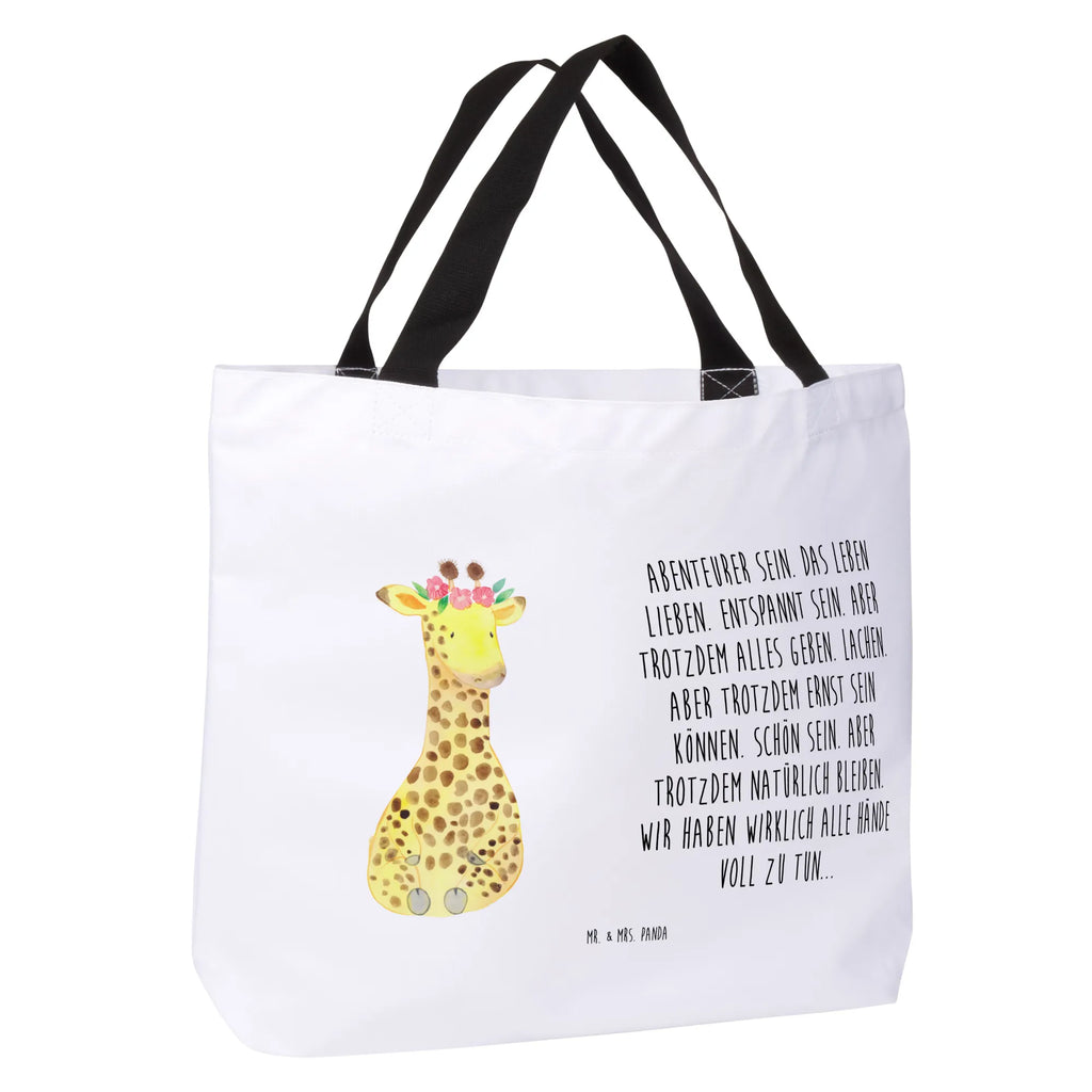 Shopper giraffe flower wreath Einkaufstasche, Tüte, Stofftasche, Freizeittasche, Schulbeutel, XL, Strandtasche, Beutel, Tragebeutel, Einkaufsbeutel, Alltagstasche, Ausflug, Shopper, XXL Tasche, Schultertasche, Schultasche, Afrika, Wildtiere, Abenteurer, Blumenkranz, Freundin, Giraffe, Selbstliebe
