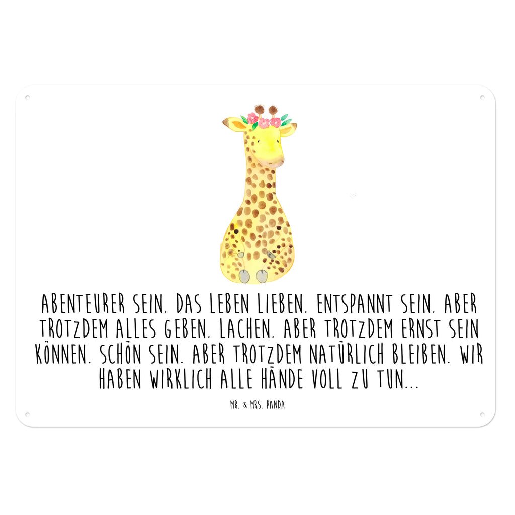 Blechschild Giraffe Blumenkranz Blechschild Für Frauen, Dekoschild Metall, Wandschild Metall, Blechschild Küche, Blechschild, Blechschild Groß, Türschild Metall, Blechschild Für Männer, Blechschild Zum Aufhängen, Blechschild Büro, Afrika, Wildtiere, Selbstliebe, Blumenkranz, Freundin, Giraffe, Abenteurer