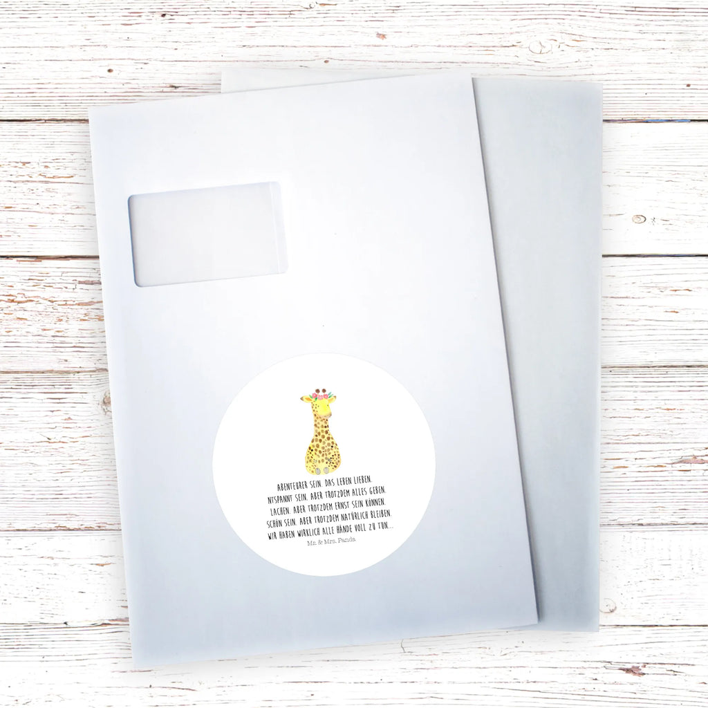 Rund Aufkleber Giraffe Blumenkranz Aufkleber, Etikett, Sticker, Afrika, Wildtiere, Abenteurer, Selbstliebe, Giraffe, Freundin, Blumenkranz