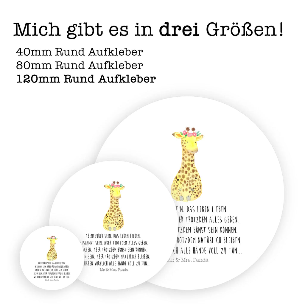 Rund Aufkleber Giraffe Blumenkranz Aufkleber, Etikett, Sticker, Afrika, Wildtiere, Abenteurer, Selbstliebe, Giraffe, Freundin, Blumenkranz