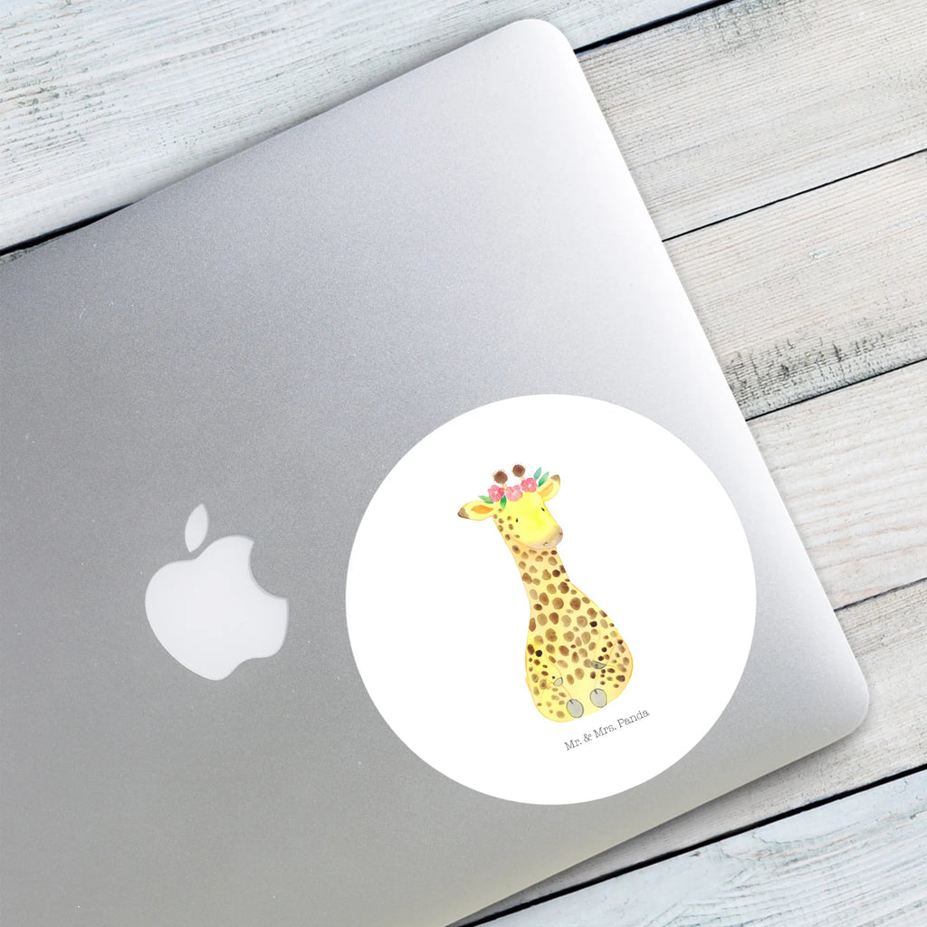 Rund Aufkleber Giraffe Blumenkranz Aufkleber, Etikett, Sticker, Afrika, Wildtiere, Abenteurer, Selbstliebe, Giraffe, Freundin, Blumenkranz