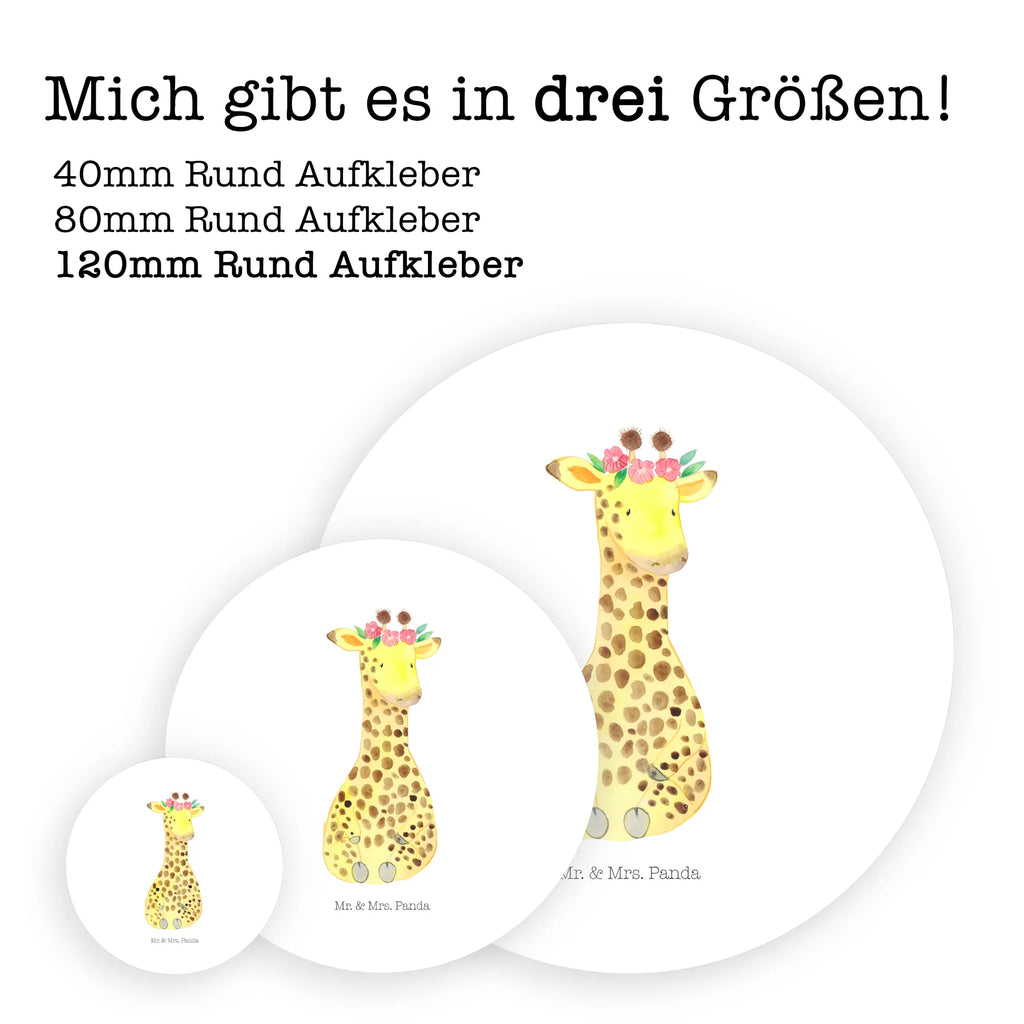 Rund Aufkleber Giraffe Blumenkranz Aufkleber, Etikett, Sticker, Afrika, Wildtiere, Abenteurer, Selbstliebe, Giraffe, Freundin, Blumenkranz