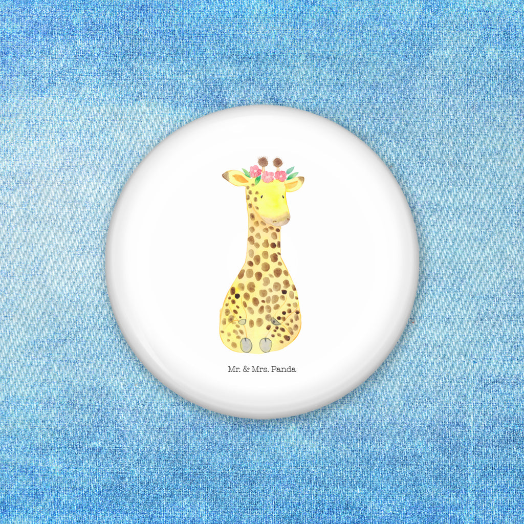 Button Giraffe Blumenkranz 50mm Button, Button, Pin, Anstecknadel, Afrika, Wildtiere, Giraffe, Blumenkranz, Abenteurer, Selbstliebe, Freundin