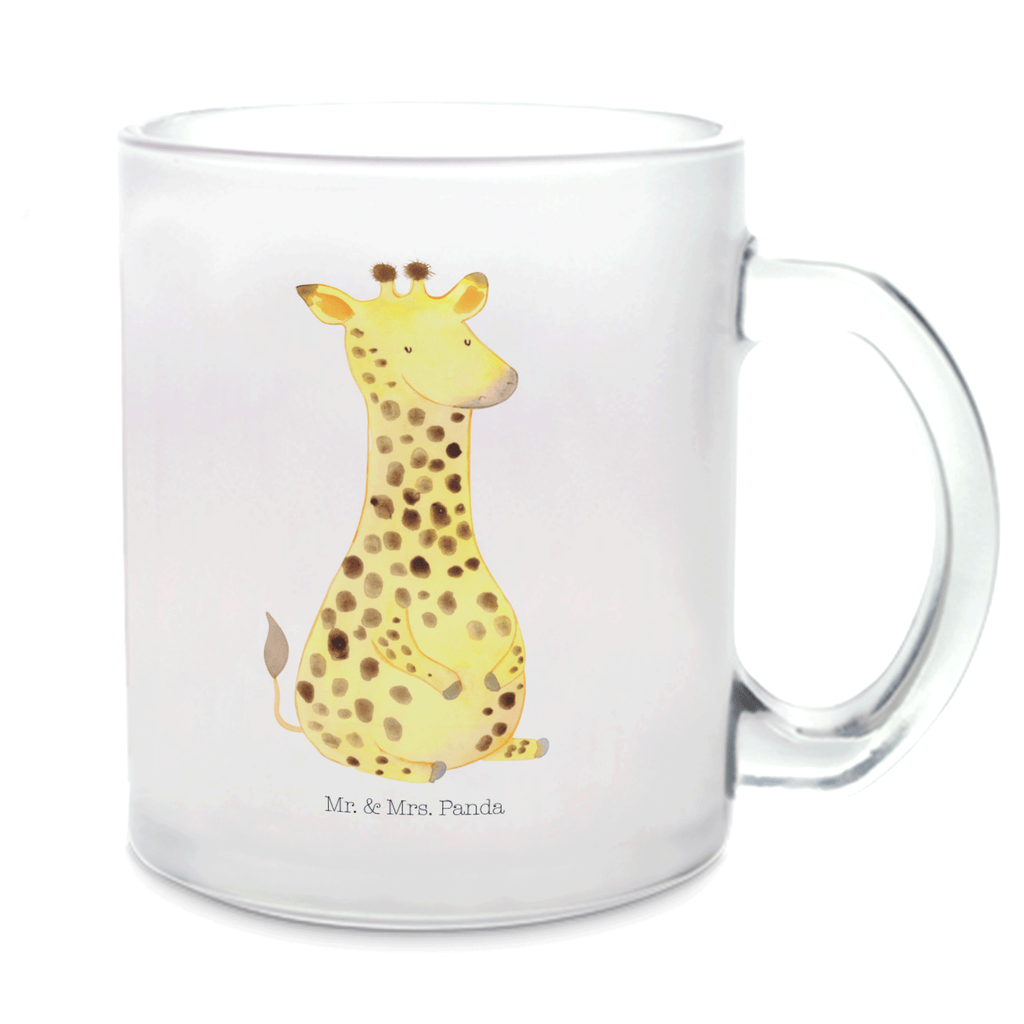 Teetasse Giraffe Zufrieden Teetasse, Teeglas, Teebecher, Tasse mit Henkel, Tasse, Glas Teetasse, Teetasse aus Glas, Afrika, Wildtiere, Giraffe, Zufrieden, Glück, Abenteuer