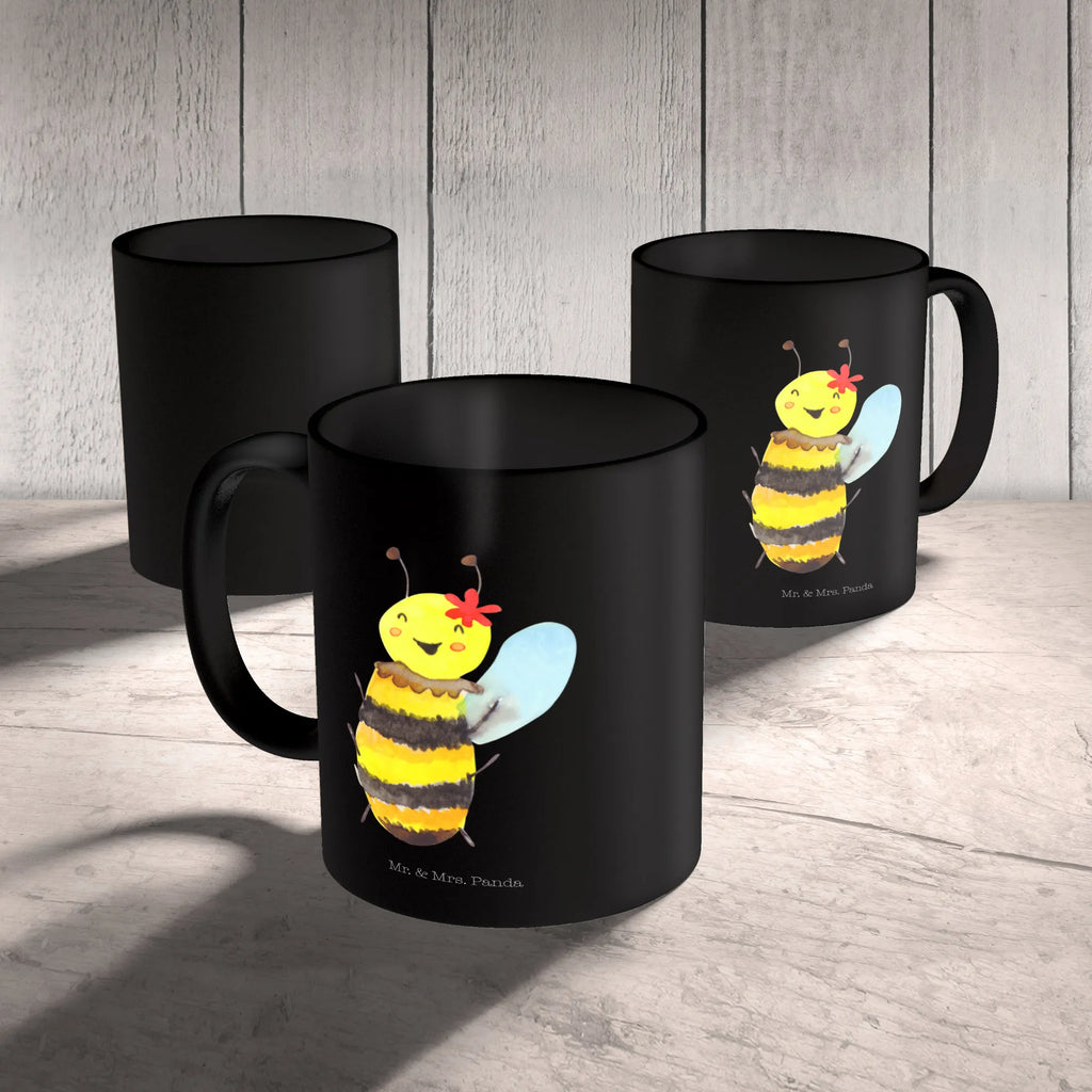 Mug bee happy Porzellantasse, Bürotasse, Tasse, Kaffeetasse, Tasse mit Motiven, Tasse mit Zitaten, Keramiktasse, Geschenktasse, Teetasse, Biene, Wespe, Hummel
