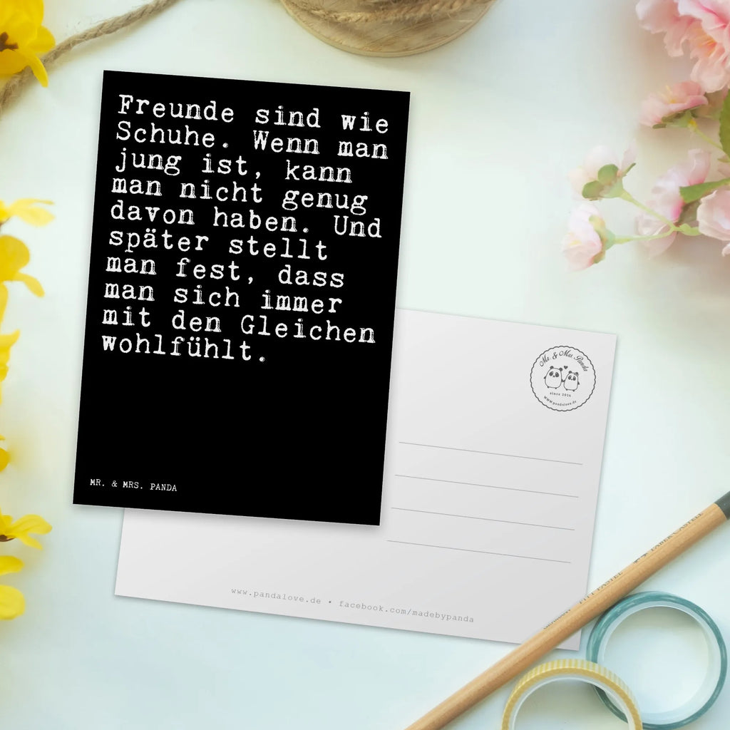 Postcard Freunde sind wie Schuhe.... gift, card, invitation card, postcards, paper, invitation, letter, gift card, Postcard, saying, sayings, funny, wisdom, quotes, Sayings Proverbs Wisdom Quotes Funny Wisdom Words