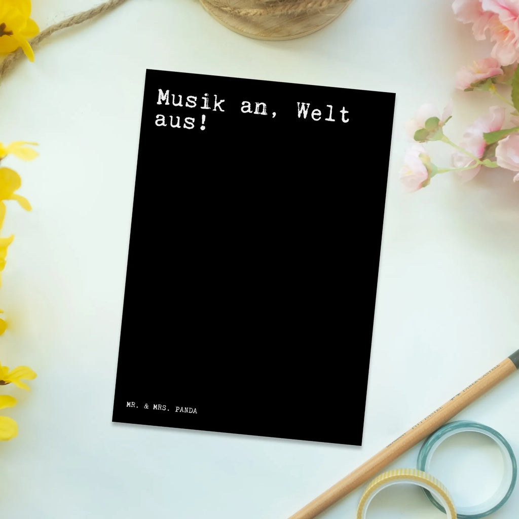 Postkarte Musik an, Welt aus!... spruchkarte, Grußkarte, Motivkarte, Postkarten, Designkarte, kunstkarte, bildkarte, Fotokarte, Ansichtskarten, Ansichtskarte, Postkarte, einzelkarte, Kunstkarten, Sprüche, Lustige Sprüche, Weisheiten, Zitate, Spruch, Spruch Geschenke, Spruch Sprüche Weisheiten Zitate Lustig Weisheit Worte