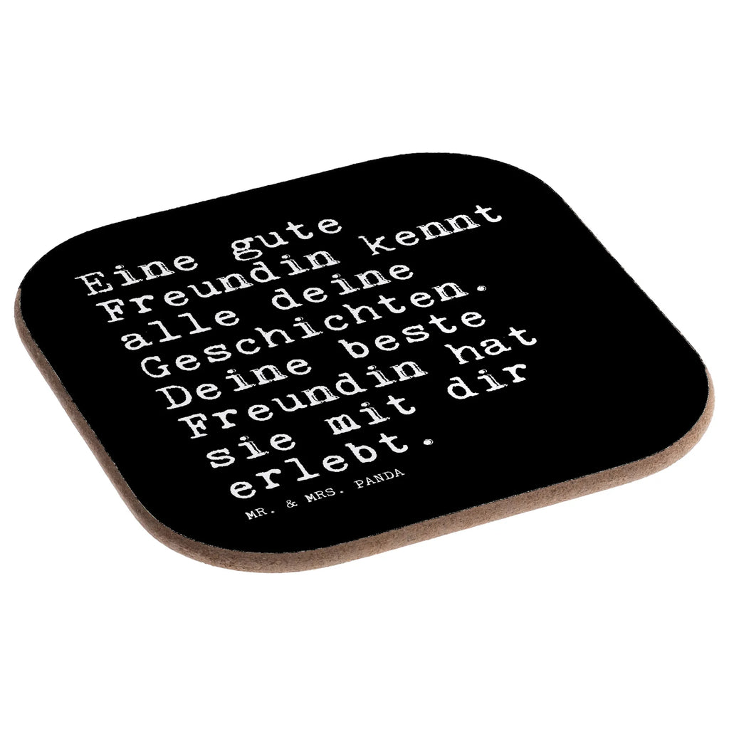 Square coaster Eine gute Freundin kennt... glass coasters, gift, party, presents, Coasters, breakfast, gifts, saying, sayings, funny, wisdom, quotes, Sayings Proverbs Wisdom Quotes Funny Wisdom Words