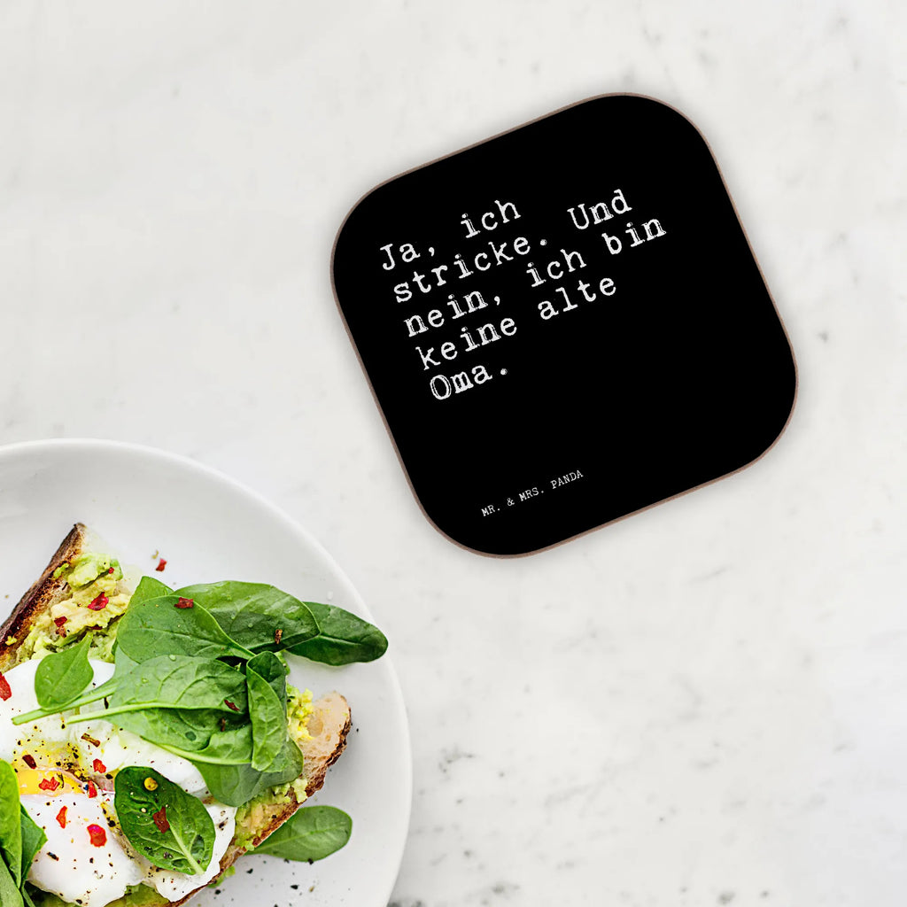 Square coaster Ja, ich stricke. Und... glass coasters, presents, party, Coasters, gifts, breakfast, gift, saying, sayings, funny, wisdom, quotes, Sayings Proverbs Wisdom Quotes Funny Wisdom Words