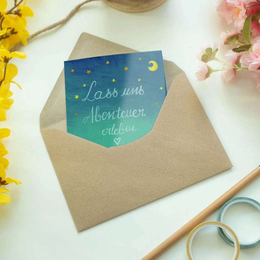 Grußkarte Abenteuer Ansichtskarten, Grußkarte, Glückwunschkarte, Hochzeitskarte, Klappkarte, Einladungskarte, Karte, Geburtstagskarte, Blumen Deko, Frühlings Deko, Sommer Deko, Dekoration, positive Botschaft, Naturliebhaber, Outdoor, Natur, Abenteuer, Reise Geschenk, Bagpacker Geschenk, Zelten, Spruch Freiheit, Camping, Urlaub