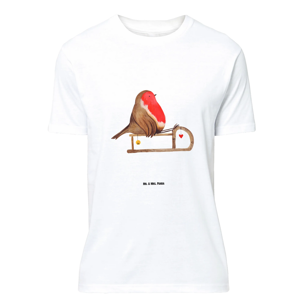 T-Shirt Standard Rotkehlchen Schlitten Shirt, Tshirt, Damen, Nachthemd, Herrn, Junggesellenabschied, Schlafshirt, Geburstag, T-Shirt mit Spruch, Lustiges T-Shirt, Jubiläum, T-Shirt, Weihnachtsdeko, Weihnachten, Nikolaus, Advent, Heiligabend, Winter, Wintermotiv, Vogel, Schlitten
