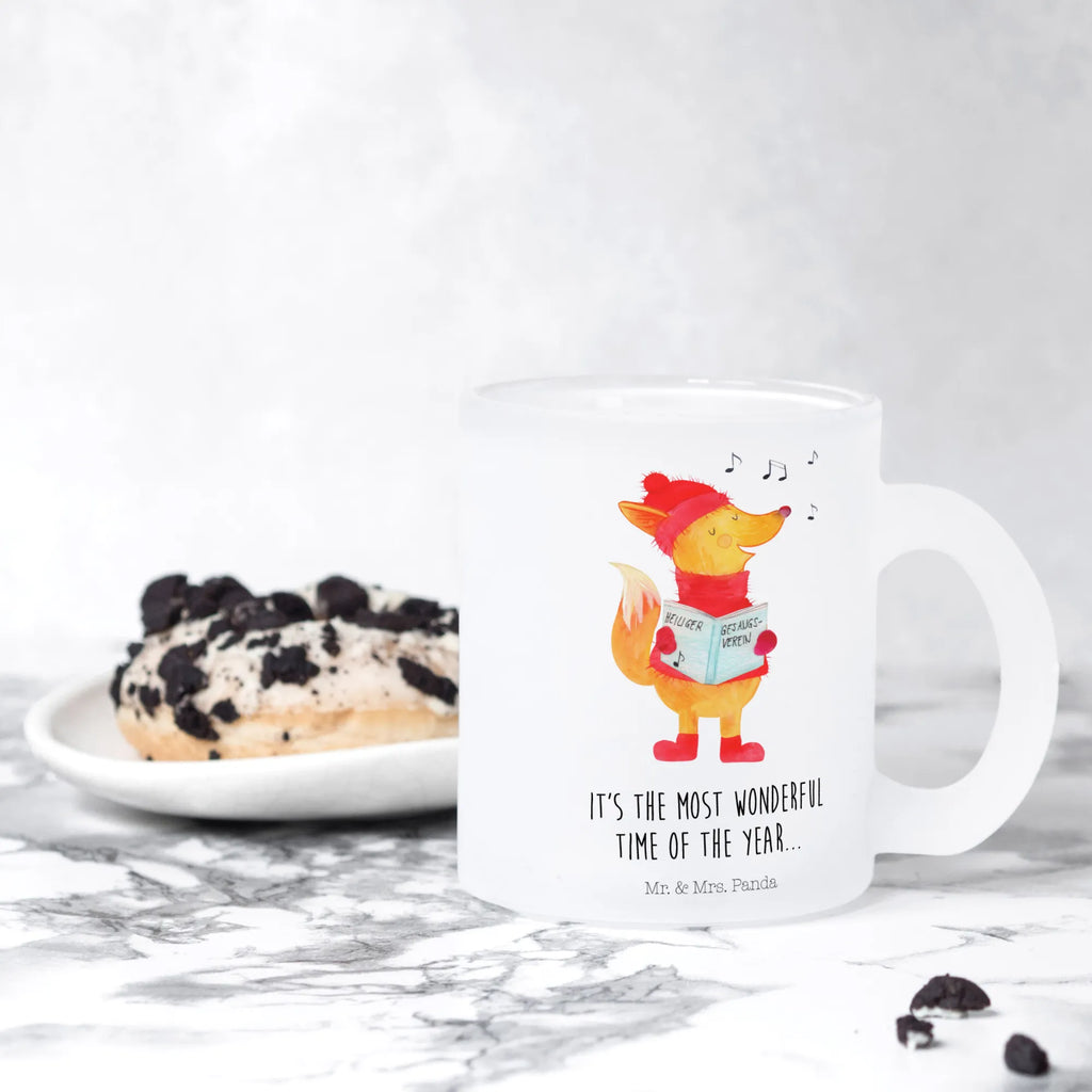 Glass tea cup Fox Singer glass, mug, Tea cup, tea glass, tea, Winter, Christmas, Christmas time, snow