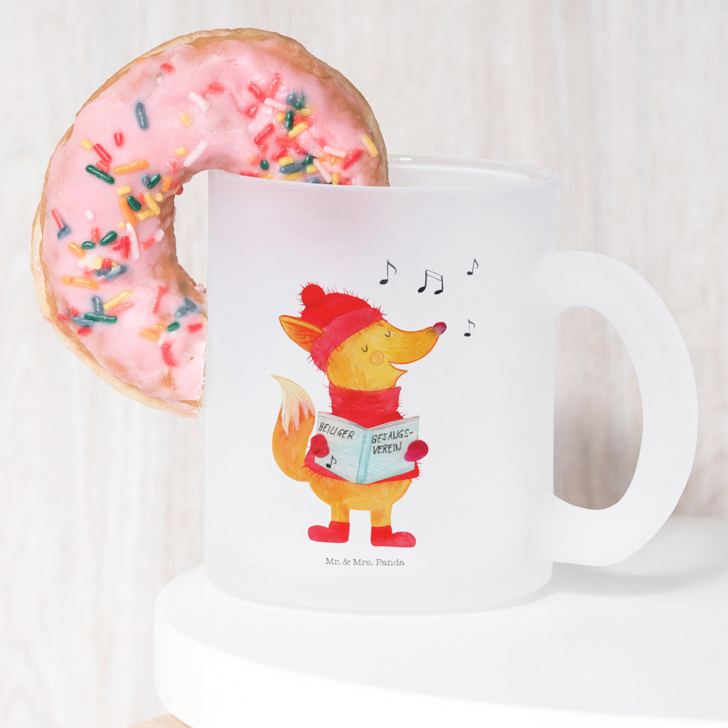 Glass tea cup Fox Singer glass, mug, Tea cup, tea glass, tea, Winter, Christmas, Christmas time, snow