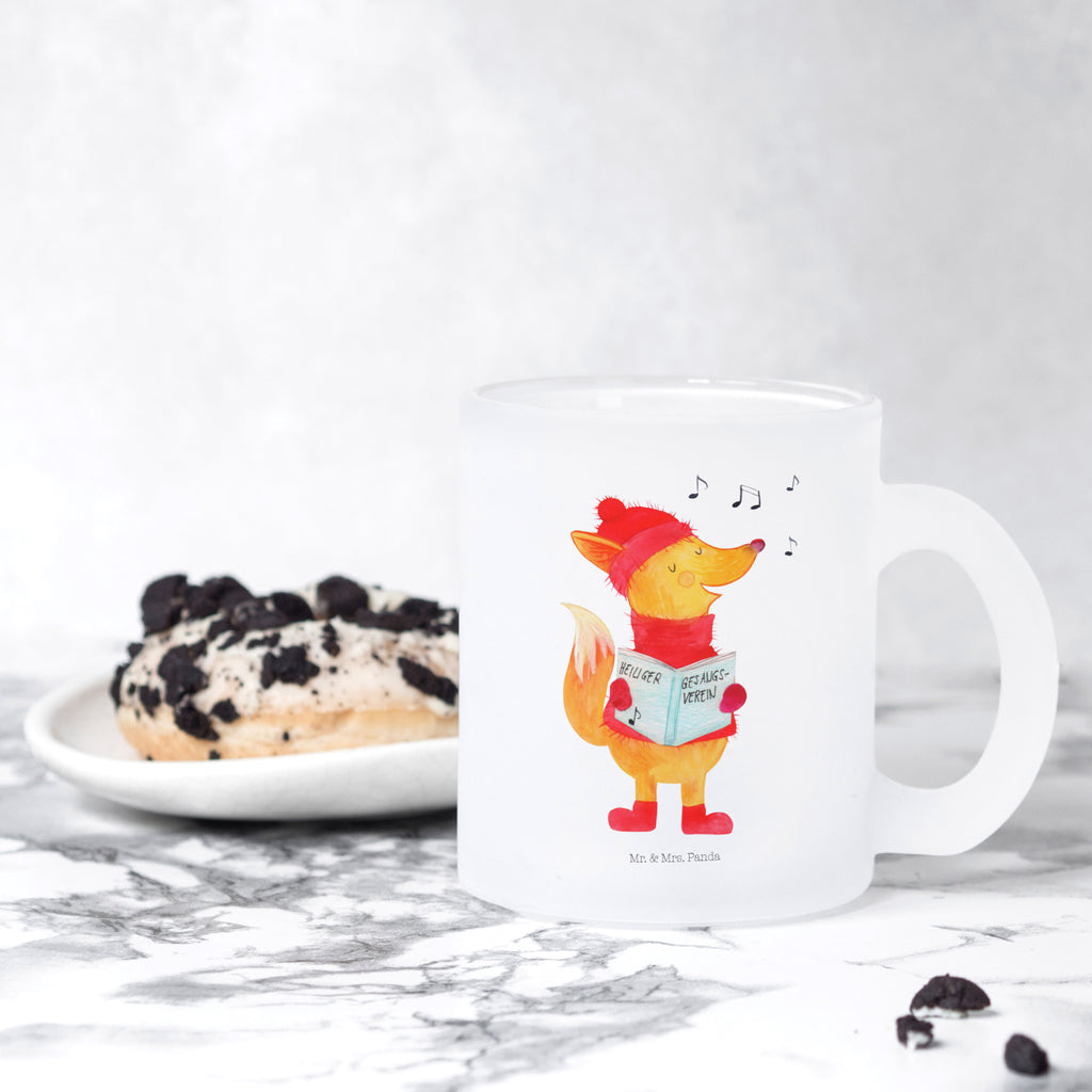Glass tea cup Fox Singer glass, mug, Tea cup, tea glass, tea, Winter, Christmas, Christmas time, snow