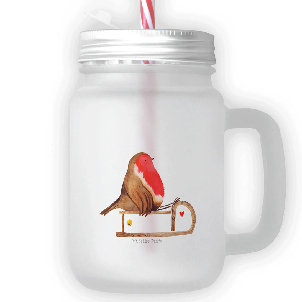 Mason jar drinking glass robin Sleds cocktail glass, summer glass, drinking glass, preserving glass, handle glass, Mason Jar, glass, Winter, Christmas, Christmas time, snow, sleigh, bird