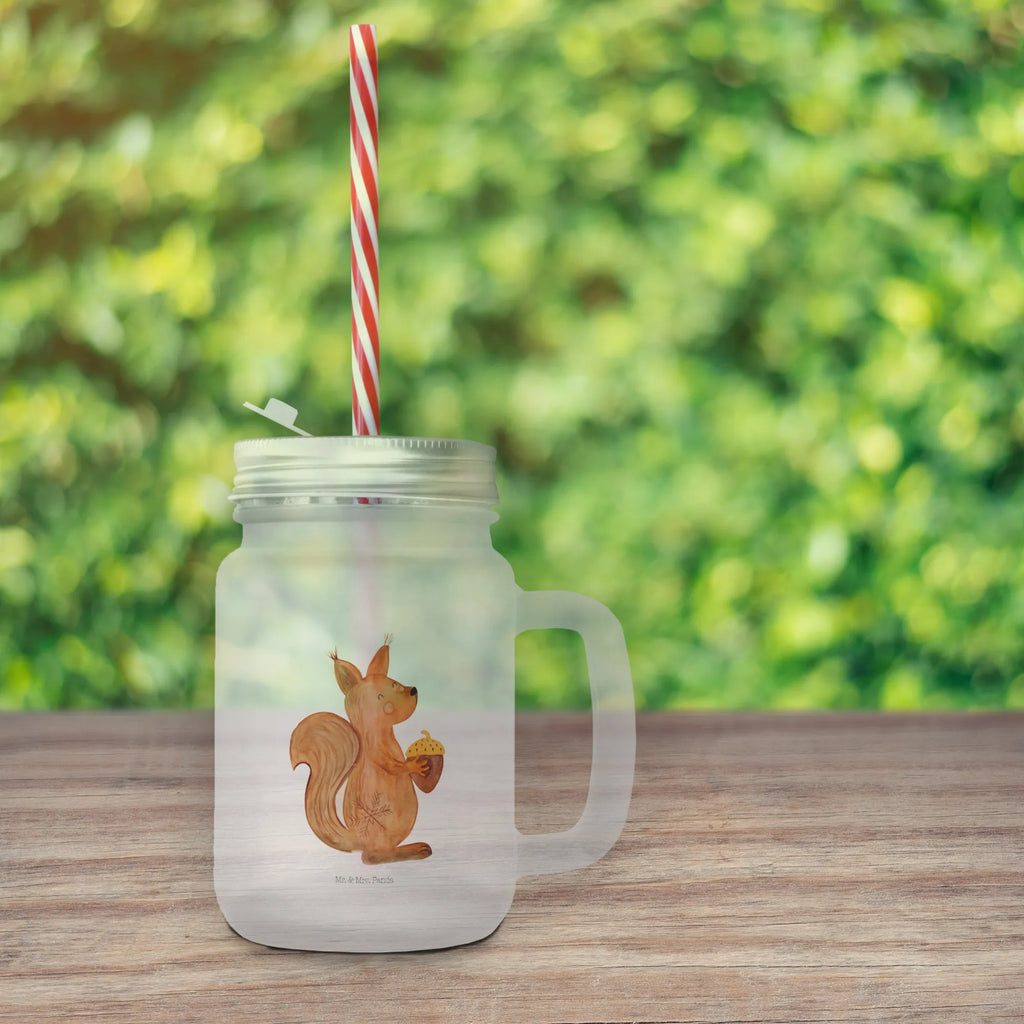 Szklanka Mason Jar wiewiórka Czas Bożego Narodzenia Zima, Boże Narodzenie, dekoracje świąteczne, Mikołaj, Adwent, Wigilia, zimowy motyw