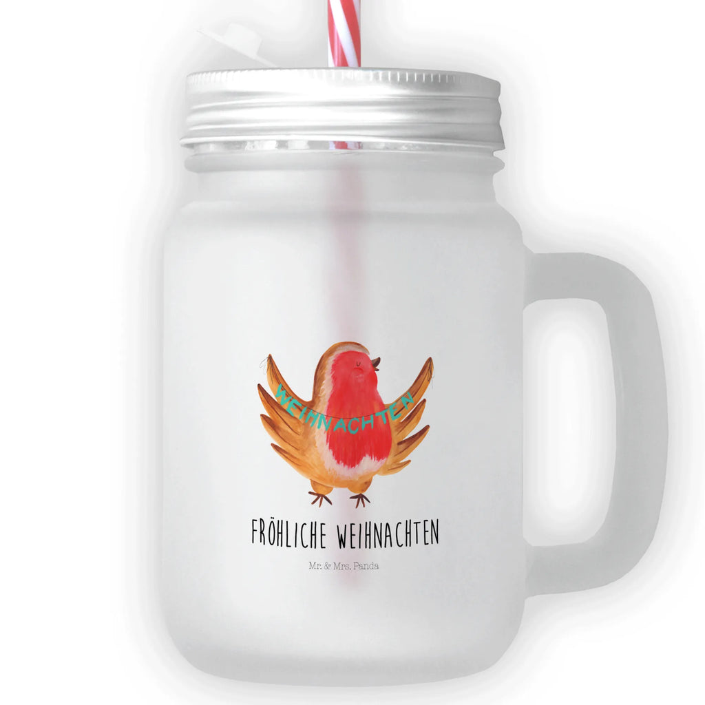 Szklanka Mason Jar rudzik Boże Narodzenie Zima, Boże Narodzenie, dekoracje świąteczne, Mikołaj, Adwent, Wigilia, zimowy motyw