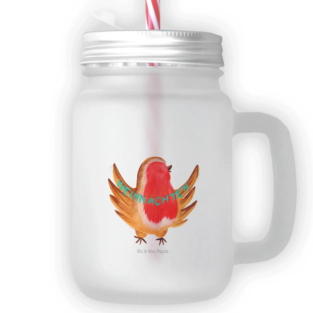 Szklanka Mason Jar rudzik Boże Narodzenie Zima, Boże Narodzenie, dekoracje świąteczne, Mikołaj, Adwent, Wigilia, zimowy motyw