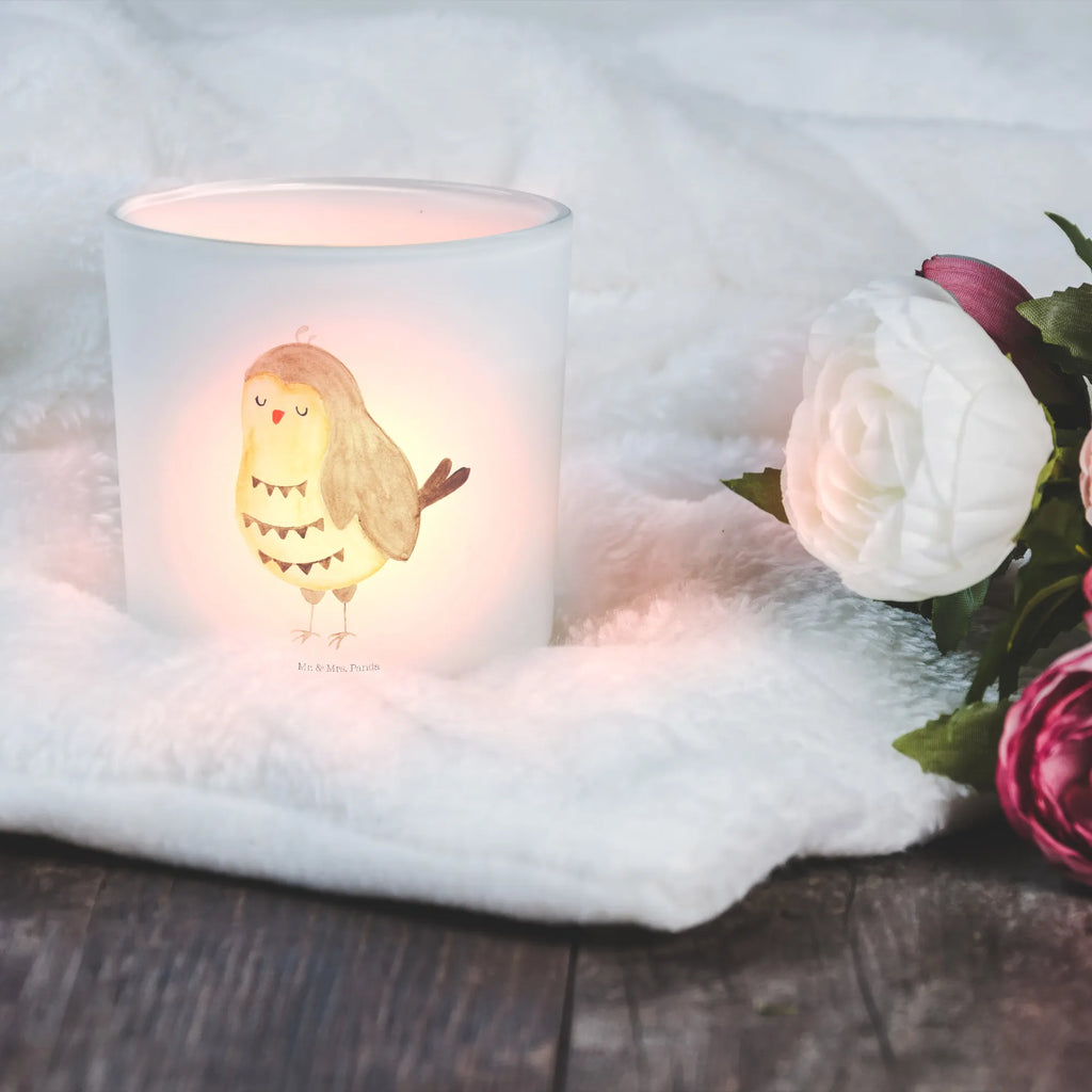 Lantern Owl Satisfied glass tealight, tealight holder, Wind light, owl, forest animal, bird, nocturnal, gift ideas, birthday present, illustrated, funny, romantic gift, owl decor, Saying beautiful, Romantic, Wedding anniversary gift, Pun funny, Love saying, Owl deco, Owl, Owl saying