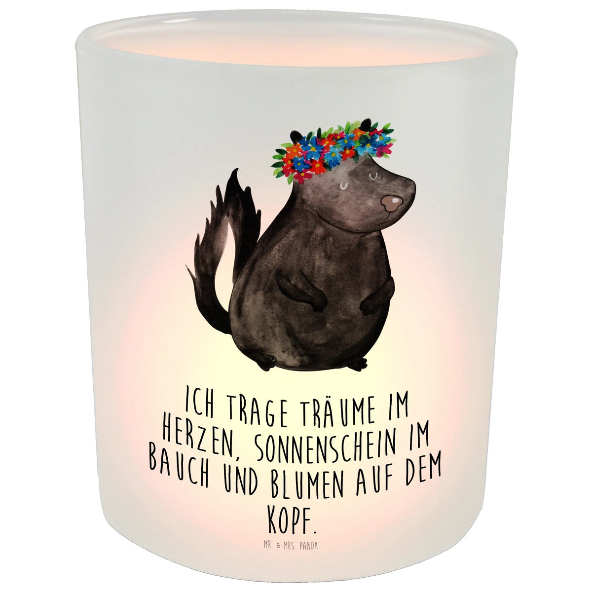 Lantern skunk Girl tealight holder, Wind light, glass tealight, Skunk, Namaste, Live, Wild animal, Yoga, Stinky, Predator, Love, Laugh, Stinker