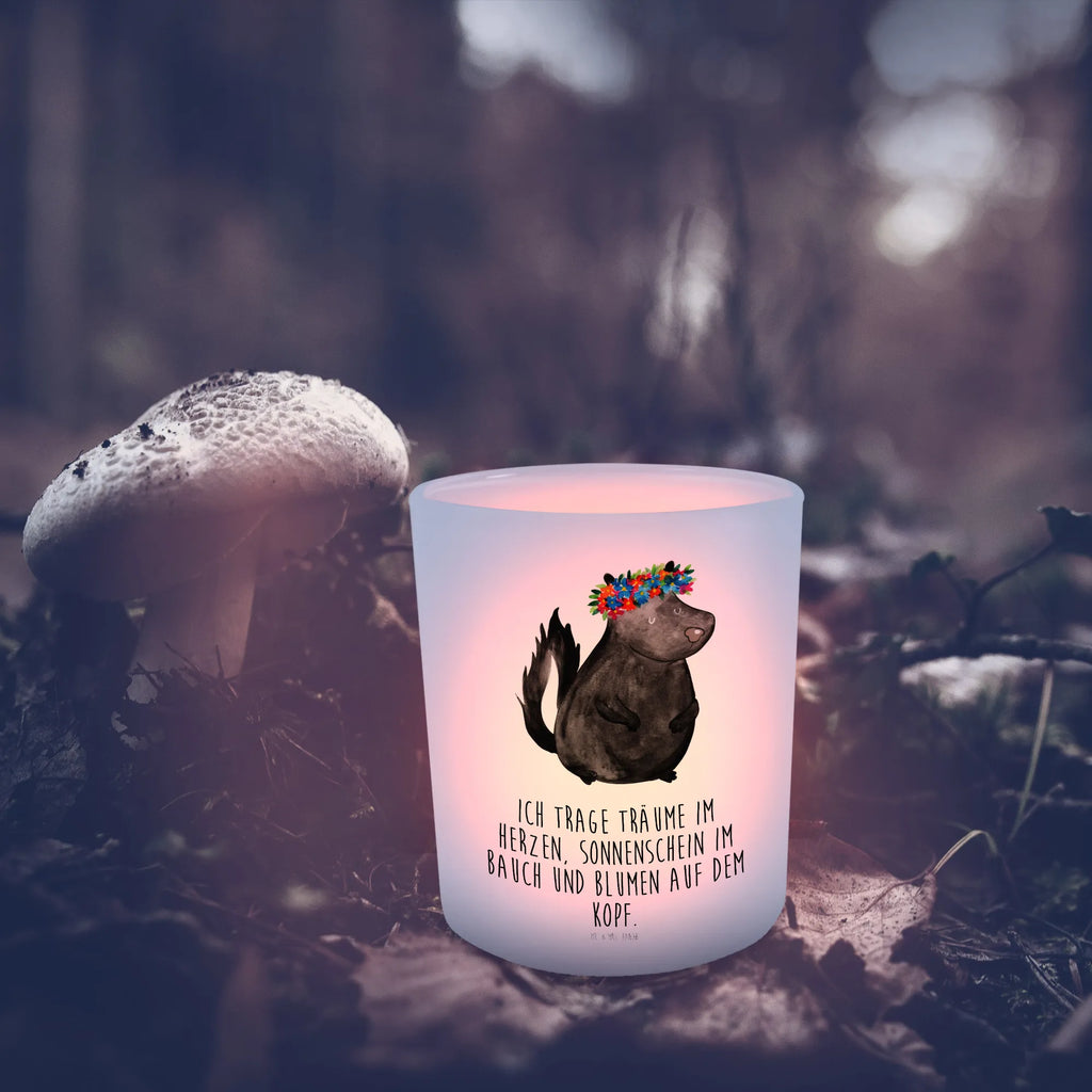 Lantern skunk Girl tealight holder, Wind light, glass tealight, Skunk, Namaste, Live, Wild animal, Yoga, Stinky, Predator, Love, Laugh, Stinker