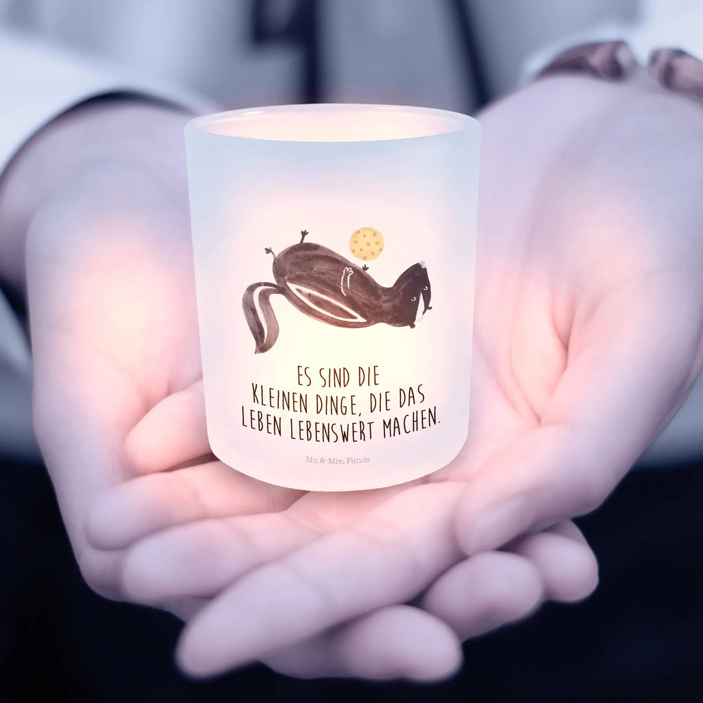 Lantern skunk ball glass tealight, Wind light, tealight holder, Skunk, wild animal, skunk, stinky, stinker, playful, predator, wisdom