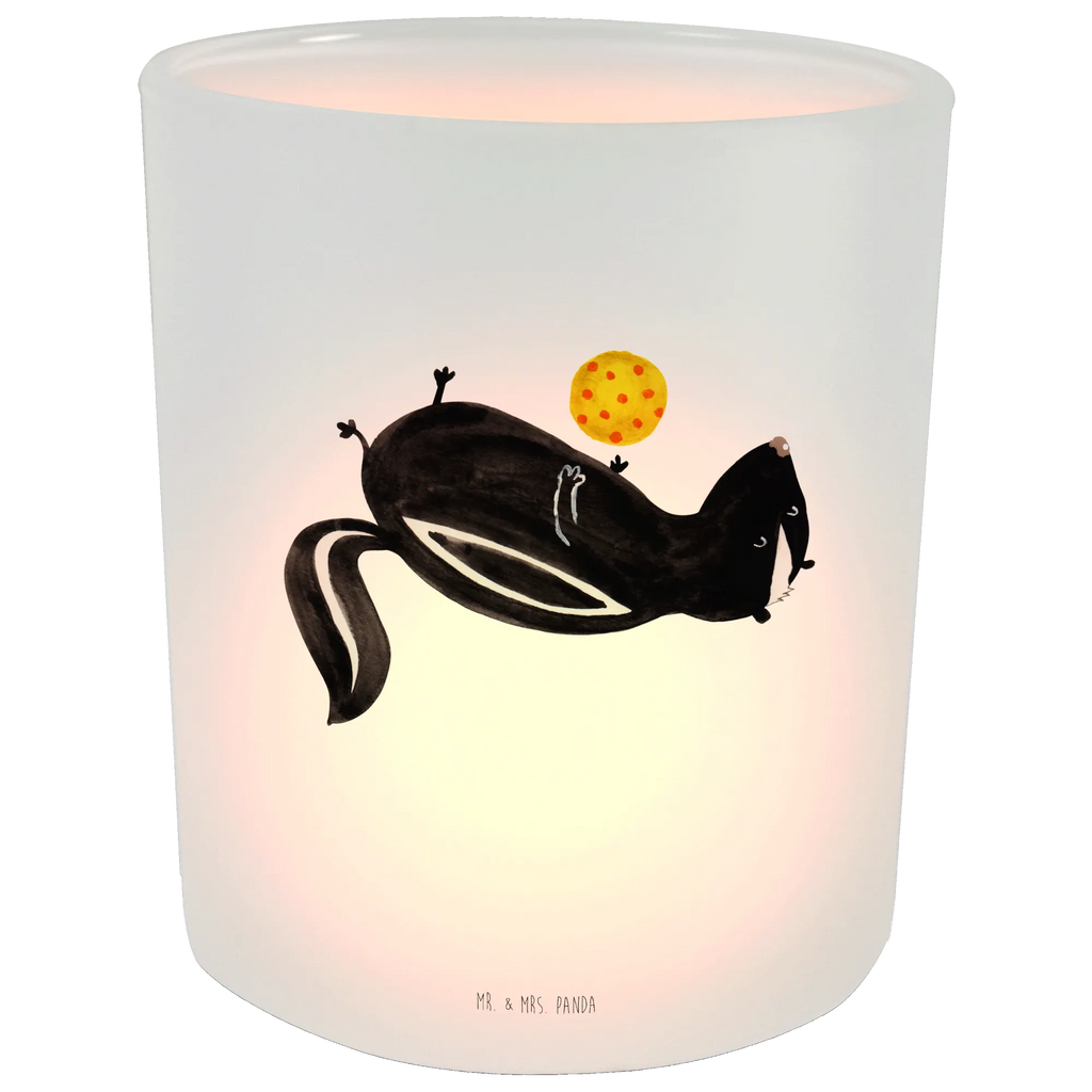 Lantern skunk ball glass tealight, Wind light, tealight holder, Skunk, wild animal, skunk, stinky, stinker, playful, predator, wisdom