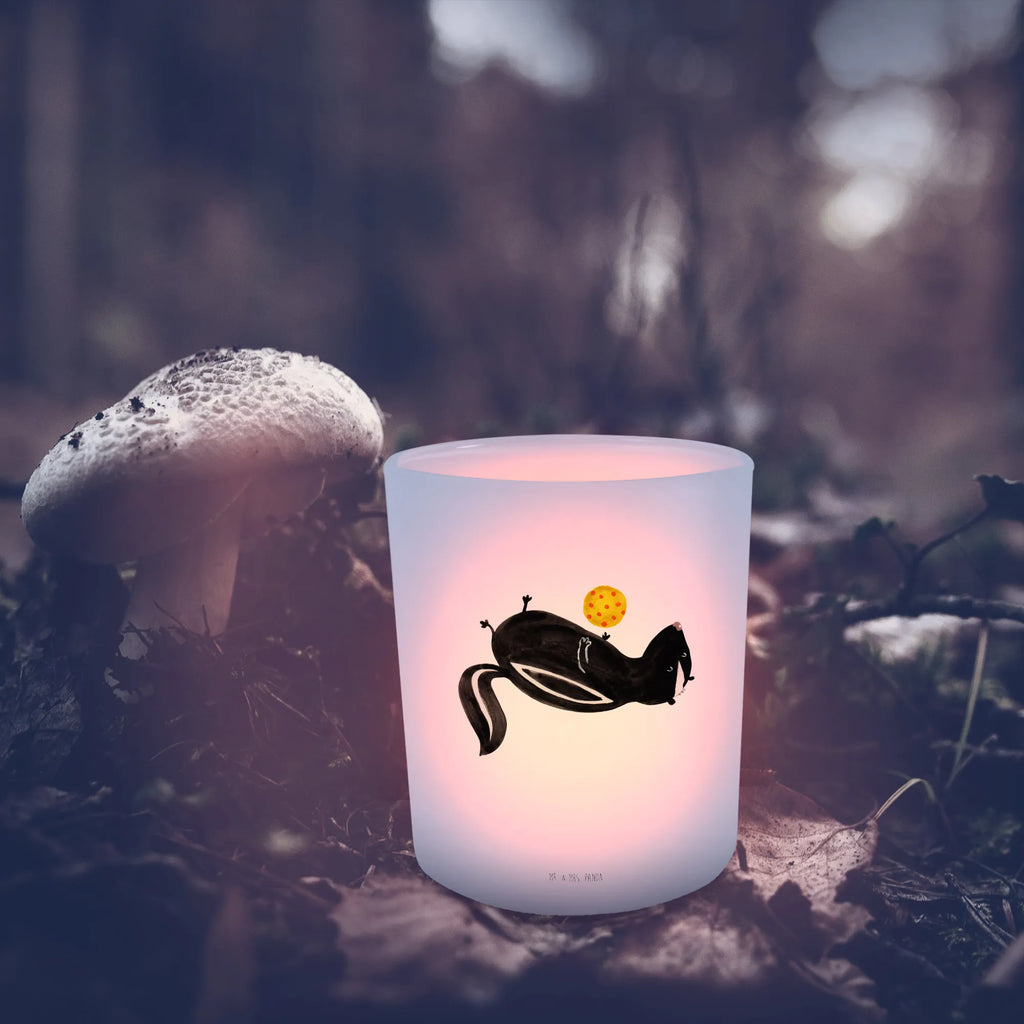 Lantern skunk ball glass tealight, Wind light, tealight holder, Skunk, wild animal, skunk, stinky, stinker, playful, predator, wisdom
