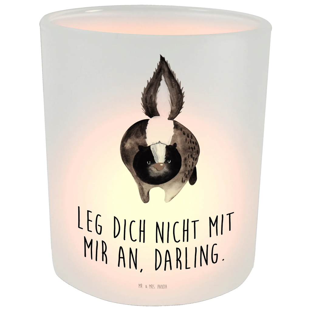 Lantern skunk attack glass tealight, tealight holder, Wind light, Skunk, predator, angry, skunk, stinker, stinky, threatening, wild animal