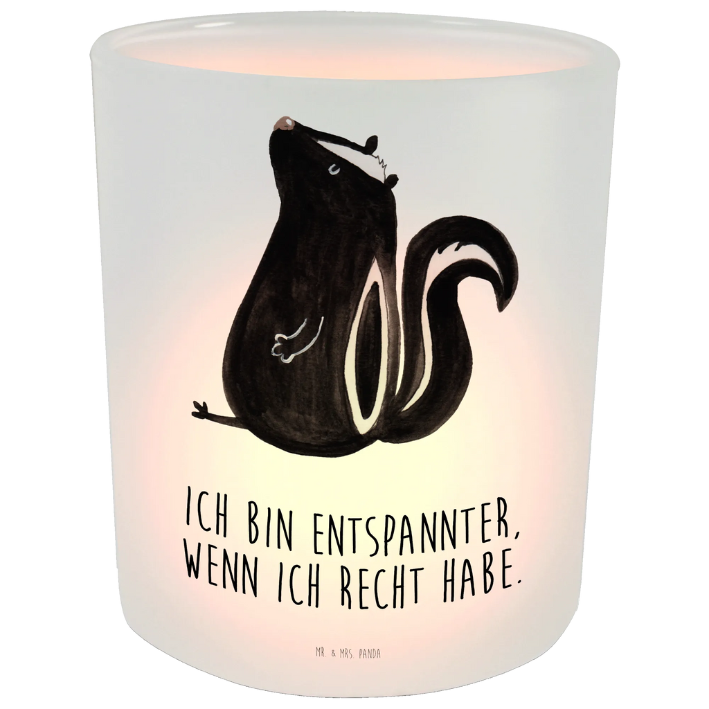 Lantern skunk Sit glass tealight, tealight holder, Wind light, Skunk, wild animal, predator, know-it-all, stinky, slogan, law, office, stinker, skunk