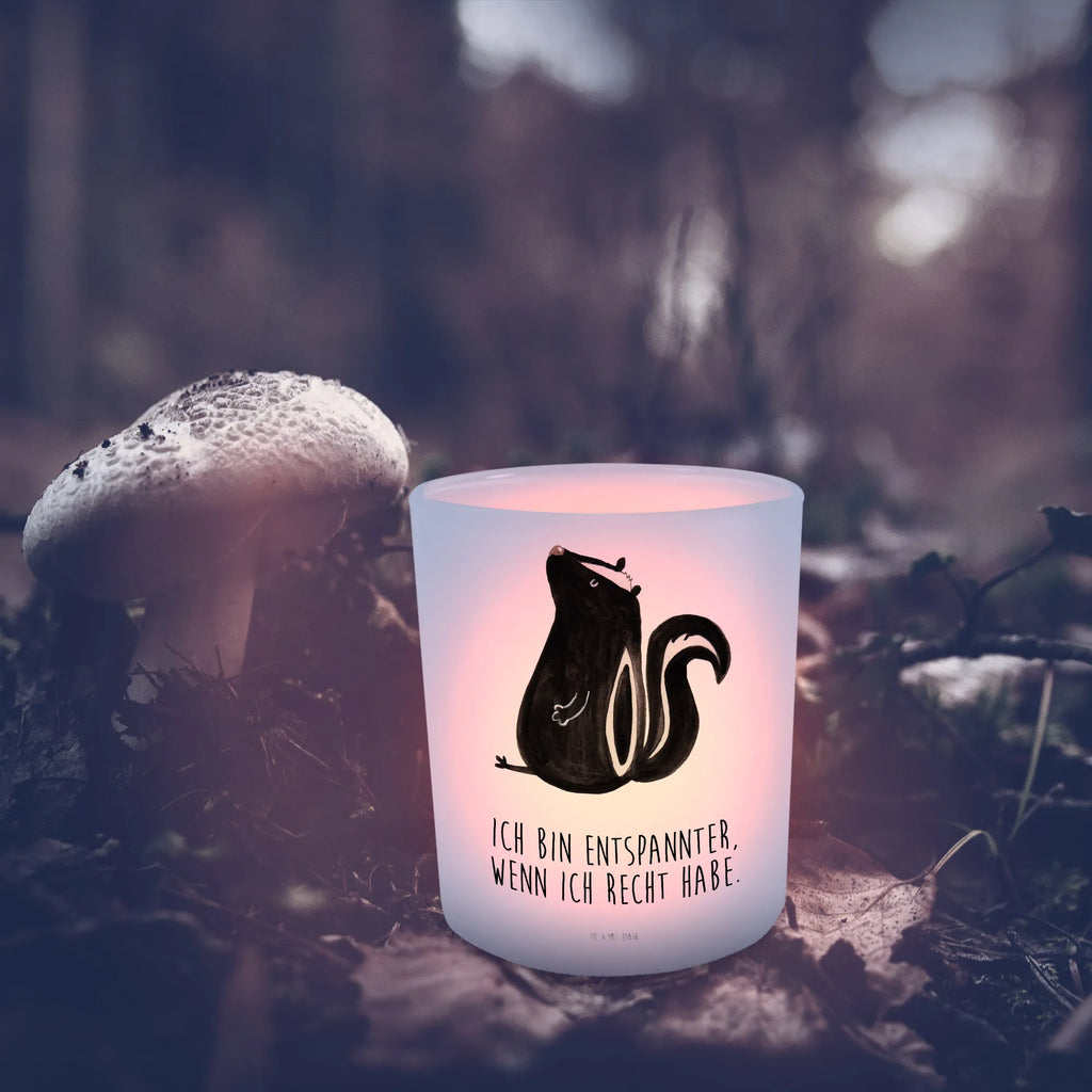 Lantern skunk Sit glass tealight, tealight holder, Wind light, Skunk, wild animal, predator, know-it-all, stinky, slogan, law, office, stinker, skunk