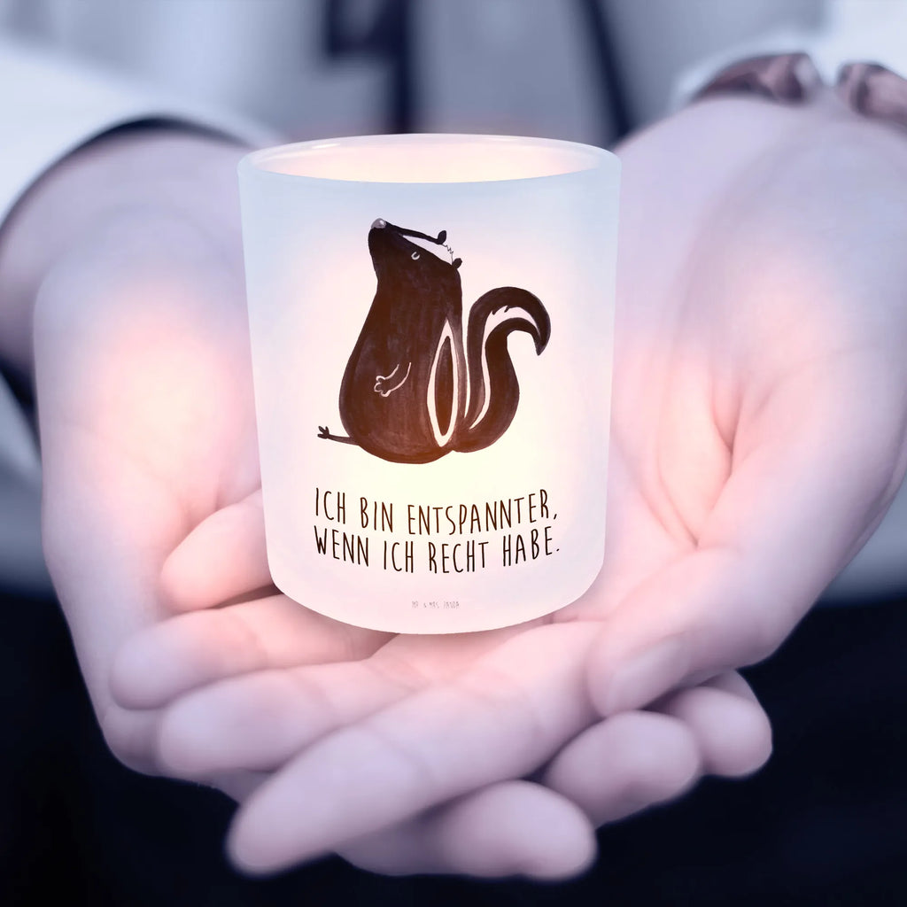 Lantern skunk Sit glass tealight, tealight holder, Wind light, Skunk, wild animal, predator, know-it-all, stinky, slogan, law, office, stinker, skunk