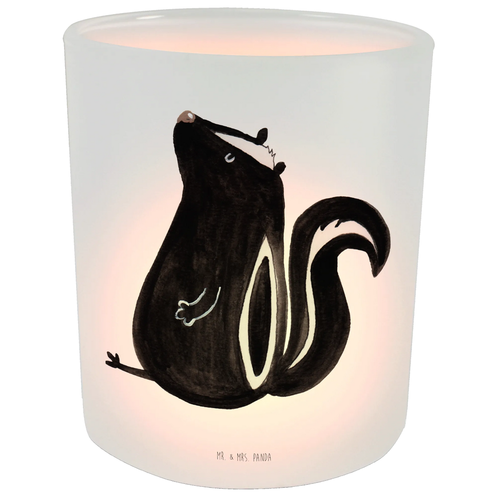 Lantern skunk Sit glass tealight, tealight holder, Wind light, Skunk, wild animal, predator, know-it-all, stinky, slogan, law, office, stinker, skunk