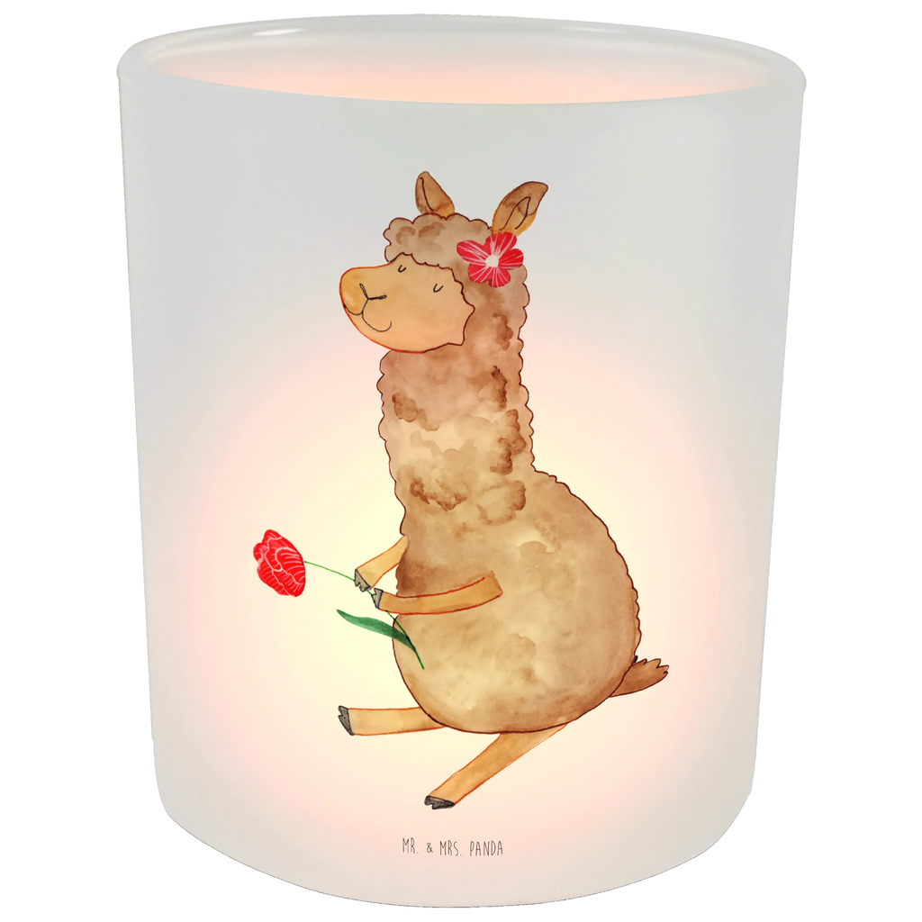 Lantern alpaca flower glass tealight, tealight holder, Wind light, alpaca, llama, pako, camel, Peru, animal, favourite animal, flower, llamas, Alpaca