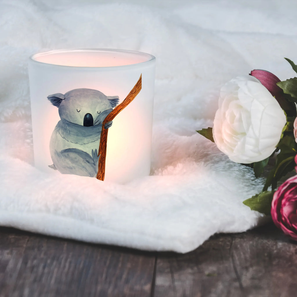 Lantern koala glass tealight, Wind light, tealight holder, small animals, cute, funny, cute animal motives, hand drawn, small world, funny sayings, good mood, happy, gifts, gift ideas, special gifts, animal lover, card, bedroom, sleeping, koala bear, dreamland, dream, Koala, bear