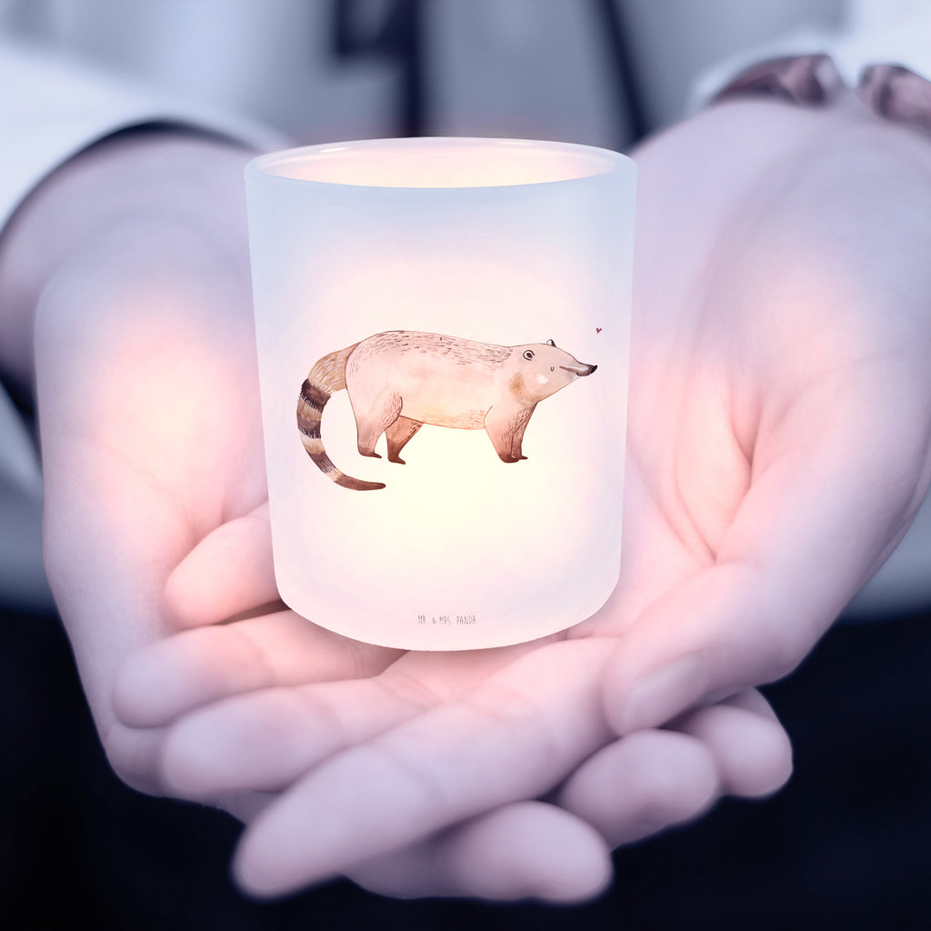 Lantern Coati Wind light, glass tealight, tealight holder, small animals, cute, funny, cute animal motives, hand drawn, small world, funny sayings, good mood, happy, gifts, gift ideas, special gifts, animal lover, card, trunk bear, nose bear, Nose bear, bear