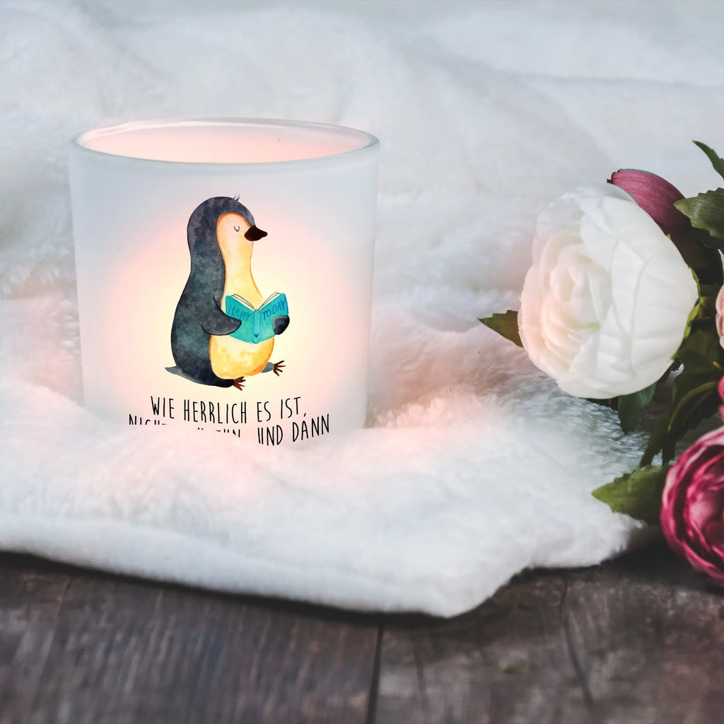 Lantern Penguin A book tealight holder, Wind light, glass tealight, Penguin, North Pole, Winter, Penguins, penguins, leisure, vacation, holidays, doing nothing, book, reading, bookworm, lazing around