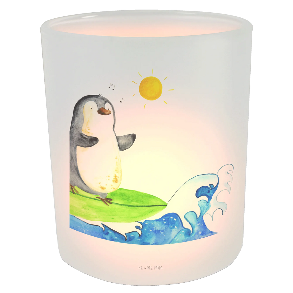 Lantern Penguin surfer Wind light, tealight holder, glass tealight, Penguin, North Pole, Winter, Penguins, surfing, surfers, wave riding, Hawaii, waves, penguins, Portugal, holidays