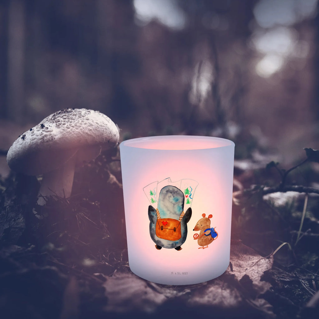 Lantern Penguin & Mouse Hiker tealight holder, glass tealight, Wind light, Penguin, North Pole, Winter, Penguins, adventure, penguins, hiking, adventurer, excursion, road trip, wanderlust, penguin