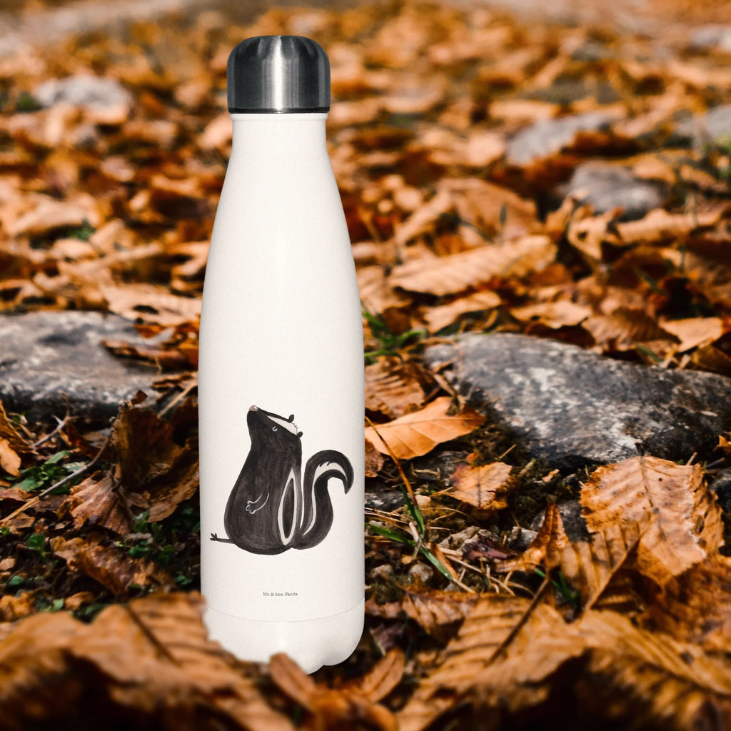 Insulated bottle skunk Sit Thermos bottles, stainless steel, Thermos bottle, Thermos bottle 500ml, Thermos, Skunk, stinker, law, skunk, know-it-all, office, stinky, predator, wild animal, slogan