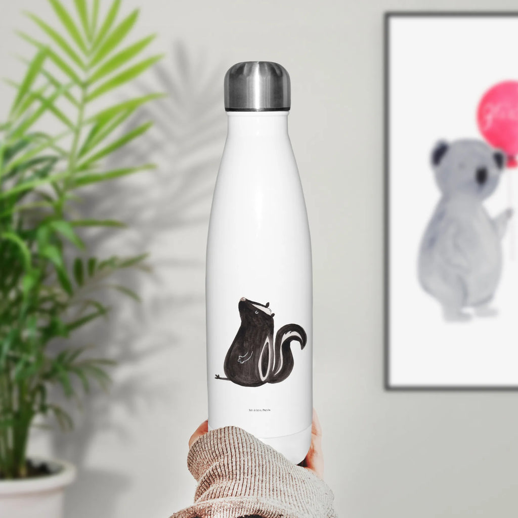 Insulated bottle skunk Sit Thermos bottles, stainless steel, Thermos bottle, Thermos bottle 500ml, Thermos, Skunk, stinker, law, skunk, know-it-all, office, stinky, predator, wild animal, slogan