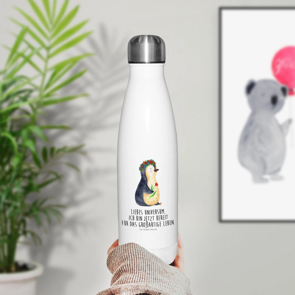 Insulated bottle Penguin Flower Thermos bottles, Thermos bottle 500ml, Thermos bottle, stainless steel, Thermos, Penguin, North Pole, Winter, Penguins, motivation, wreath of flowers, life, lovesickness, goals in life, goals, wishes, universe, penguins, gift idea, love of life