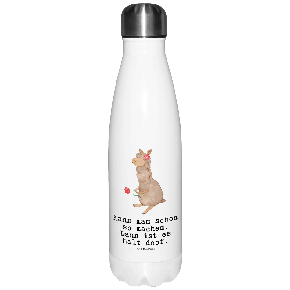 Insulated bottle alpaca flower Thermos, Thermos bottle, stainless steel, Thermos bottle 500ml, Thermos bottles, alpaca, llama, pako, camel, Peru, animal, favourite animal, llamas, flower, Alpaca