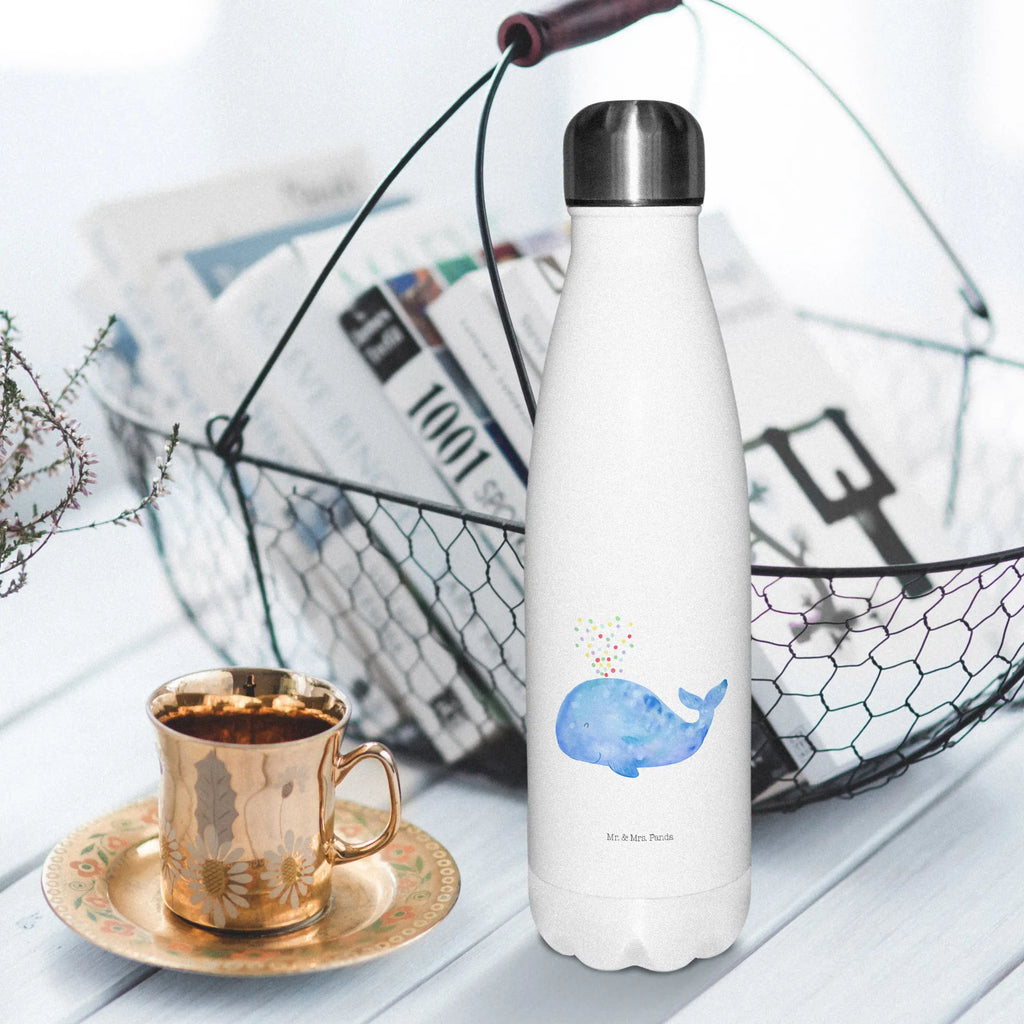 Insulated bottle whale confetti Thermos bottle 500ml, stainless steel, Thermos, Thermos bottles, Thermos bottle, Seafood, aquatic animals, ocean, sea, fish, shells, corals, reef, whale, narwhal, sea urchin, lobster, platypus, turtle, manatee, crocodile, orca, shrimp, gifts for seafood lovers, water world, underwater animals, underwater world, vacation, deep sea, seafood fans, gift ideas, seafood decoration, seafood posters, separation, losing weight, birthday, new beginning, whales, new start, period of life, Whale, diet, motivation, confetti