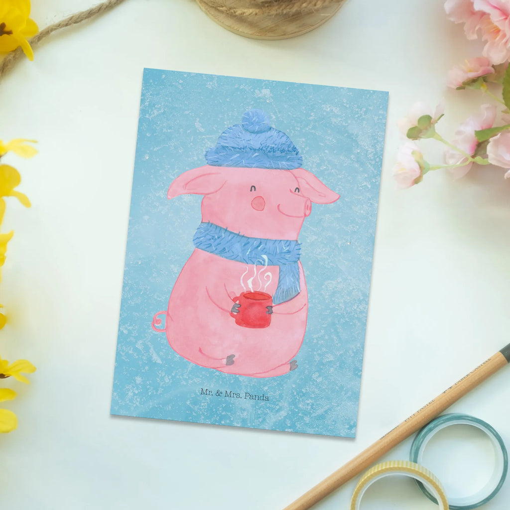 Postcard Pig Mulled wine invitation card, card, letter, gift card, gift, Postcard, postcards, invitation, paper, Winter, Christmas, Christmas time, snow, mulled wine, mulled pig, Christmas market, punch